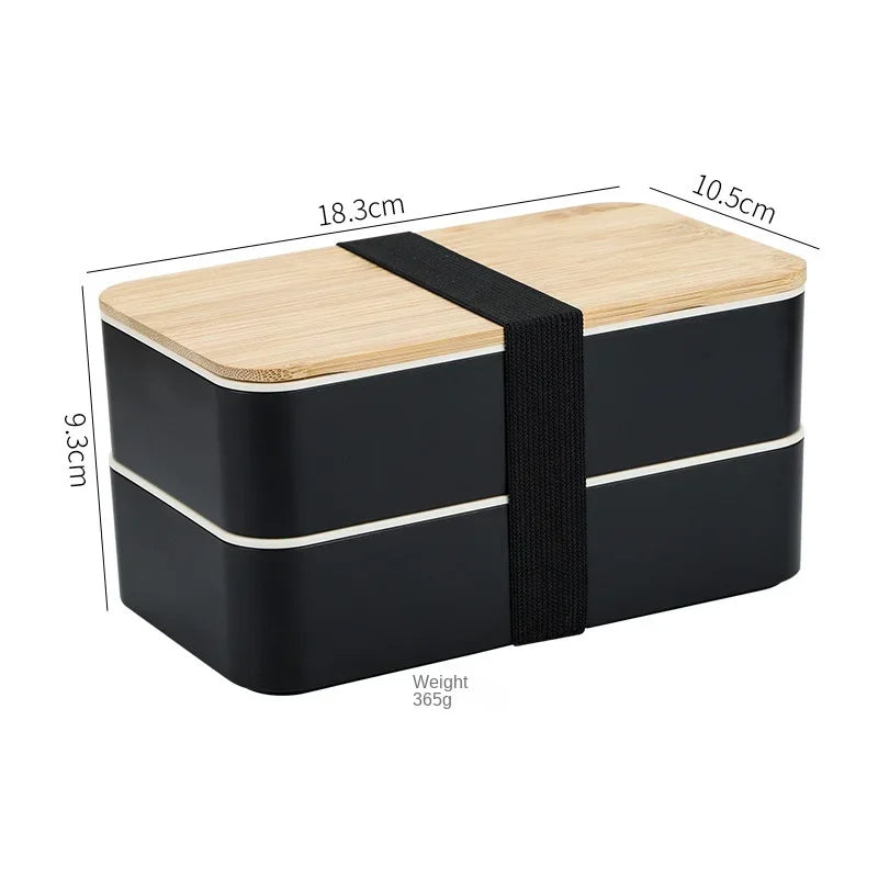 Doppellagige Bento Box 1200ml – Mikrowellengeeignete Lunchbox mit Besteck, Minimalistisches Design