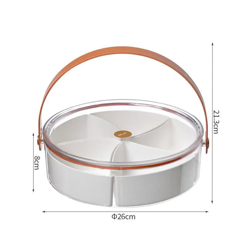 Transparente Snackbox mit Deckel – Aufbewahrungsbox mit 5 herausnehmbaren Fächern, 26 cm
