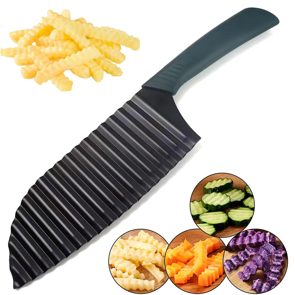 Edelstahl Crinkle Schneider für Gemüse & Kartoffeln – Scharfes Messer, 28,5 cm