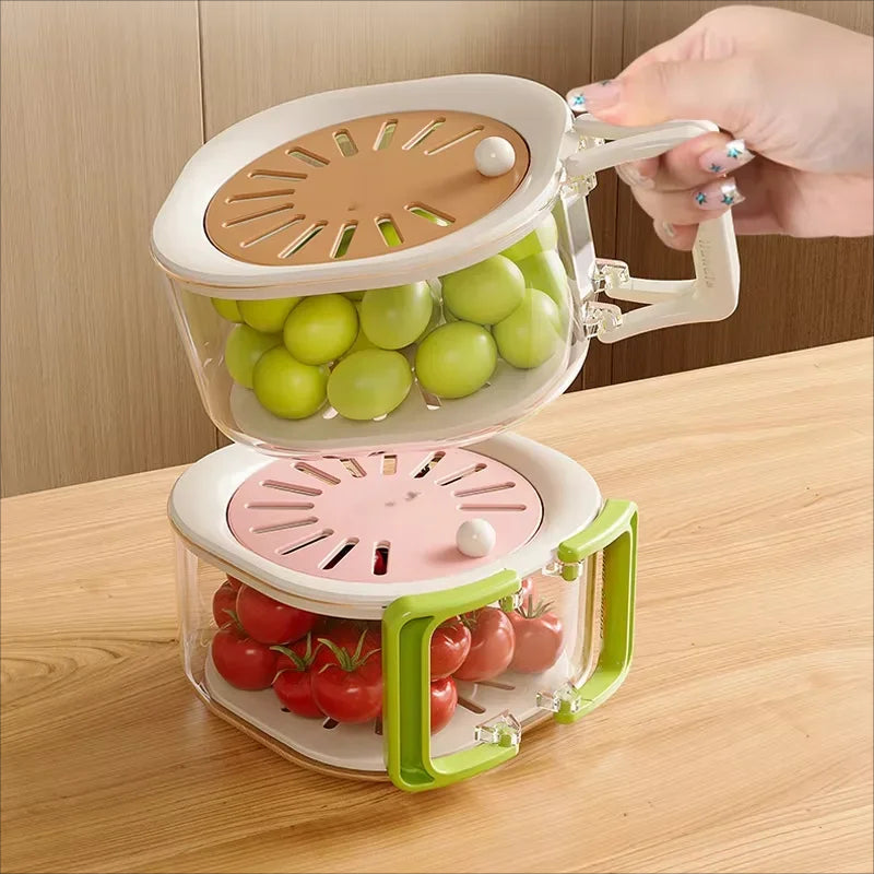 Abtropfsieb für Obst und Gemüse – 2-in-1 Siebkorb mit klappbarem Griff, staubdicht, 15 x 8,5 cm