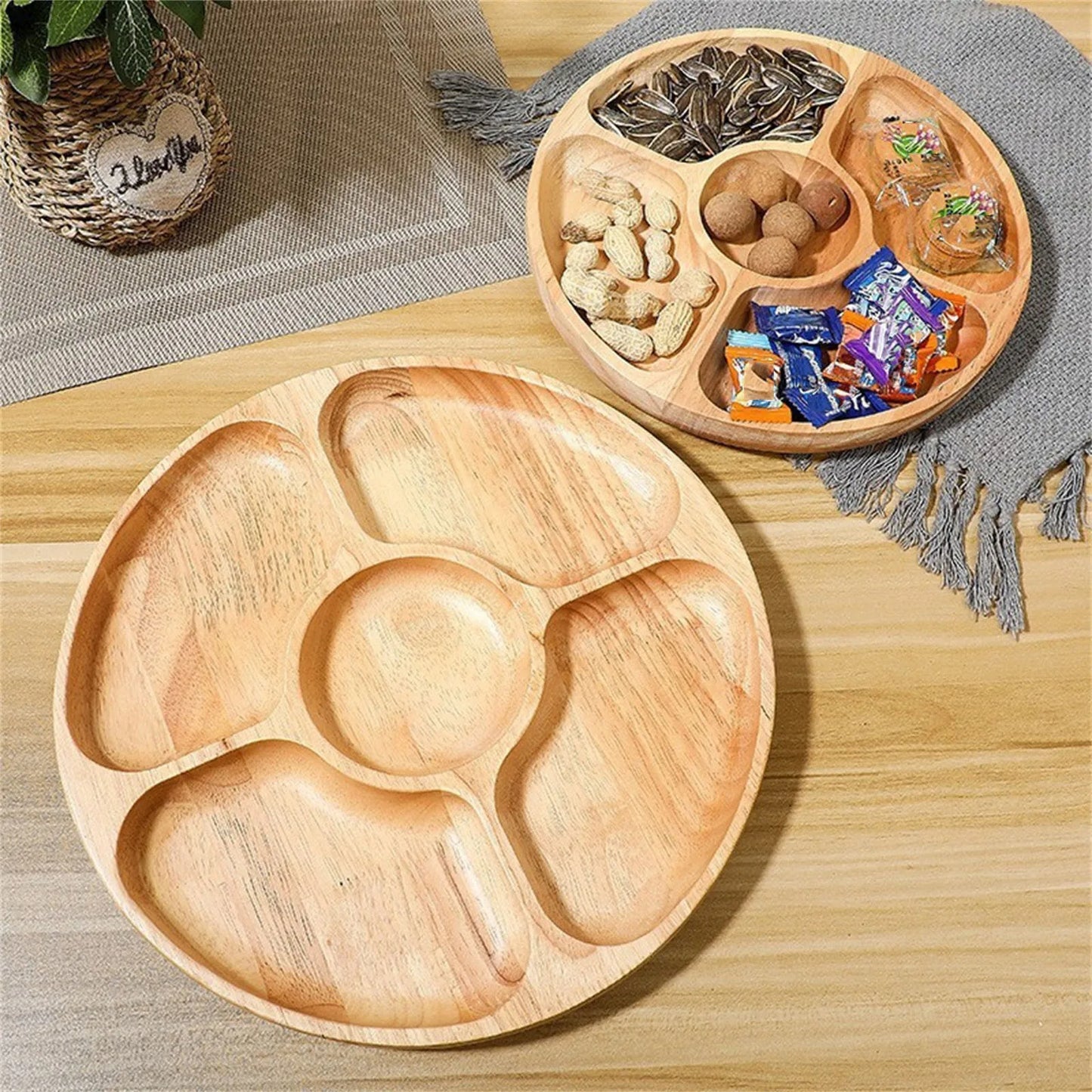 Bambus Snackschale mit 5 Fächern – Ø 20 cm