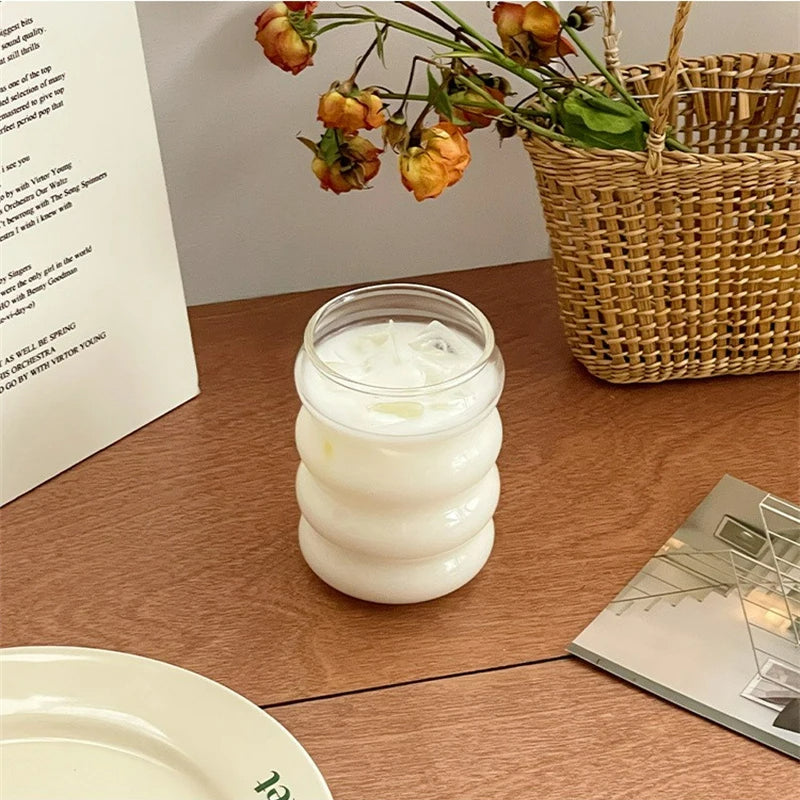 3 Stück 350ml Ins Transparente Gläser, Hitzebeständige Rupsenglas Becher, Kaffeetassen für Bier, Saft, Milch & Wasser
