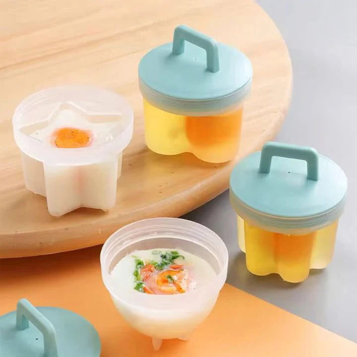 Eierform Set für gekochte Eier – 4-teilig mit Bürste, lustige Frühstücksformen