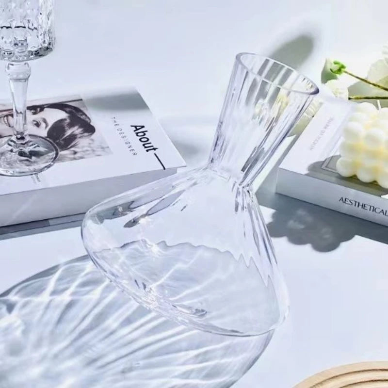 Rotierende Weinkaraffe aus Kristallglas – 1L Dekanter für Rotwein, Whisky & Champagner, 360° drehbar