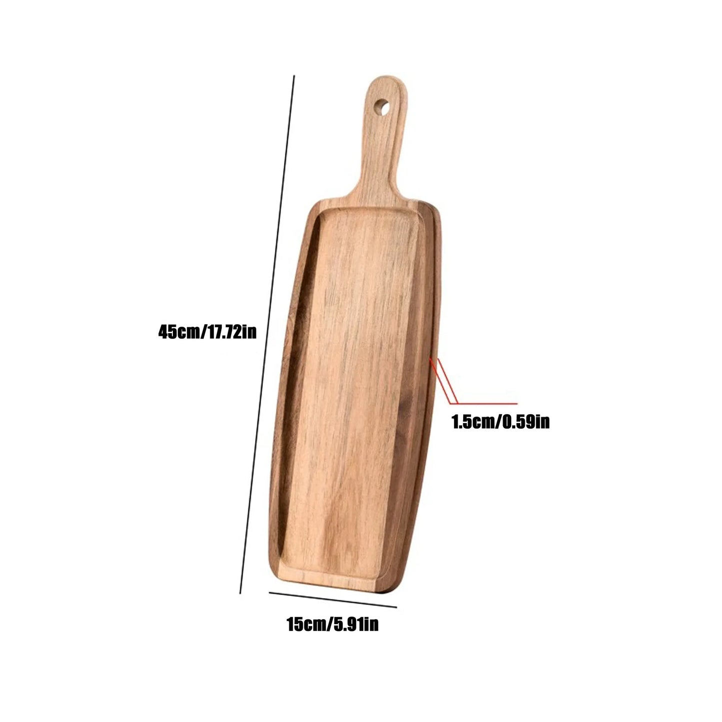 Massives Holz-Servierbrett Acacia – Schneidebrett & Tablett für Küche, Brot, Käse, Steak – 29x12 cm / 45x15 cm
