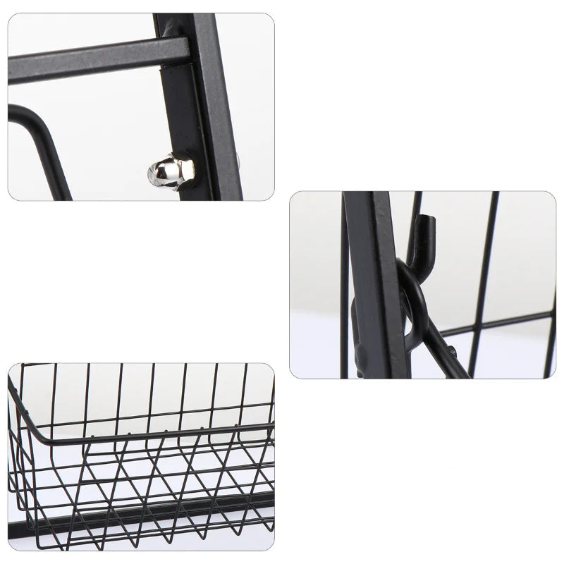 Doppellagiger Küchenorganizer aus Metall, abnehmbare Aufbewahrungsablage für Kräuter, Obst und Gemüse, 39x28x18 cm