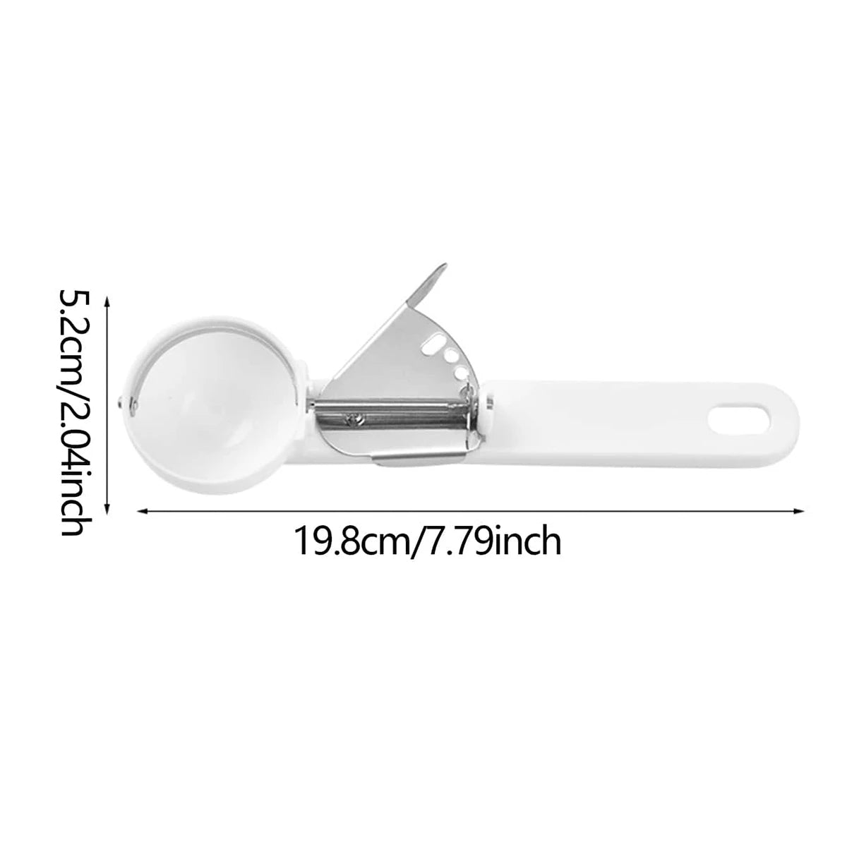 2er Set Eis- und Früchte-Schöpfer aus Edelstahl, Praktisches Ijs Schepje Set, Weiß