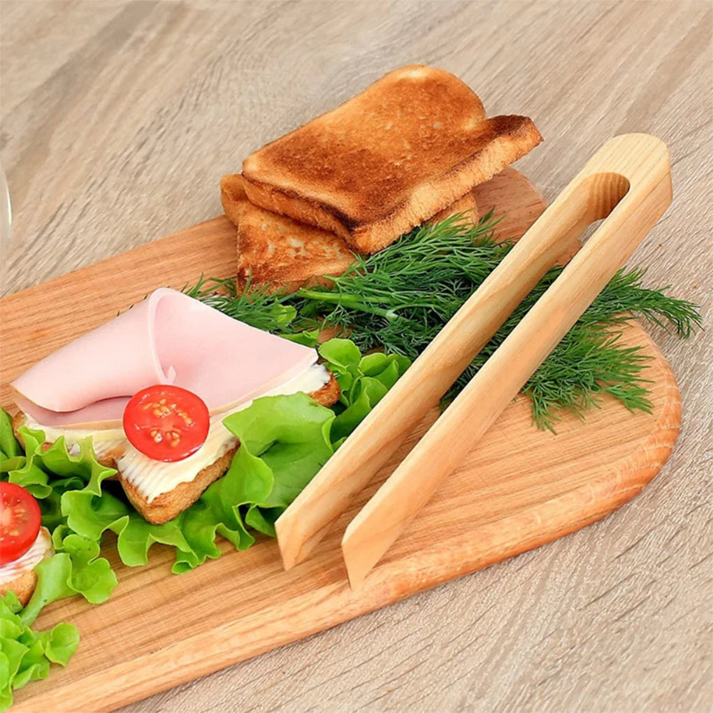 Bambus Toasterzange 2er Set – Magnetisch, Runde Spitze, 22 cm,, Wiederverwendbar Hitzebeständig
