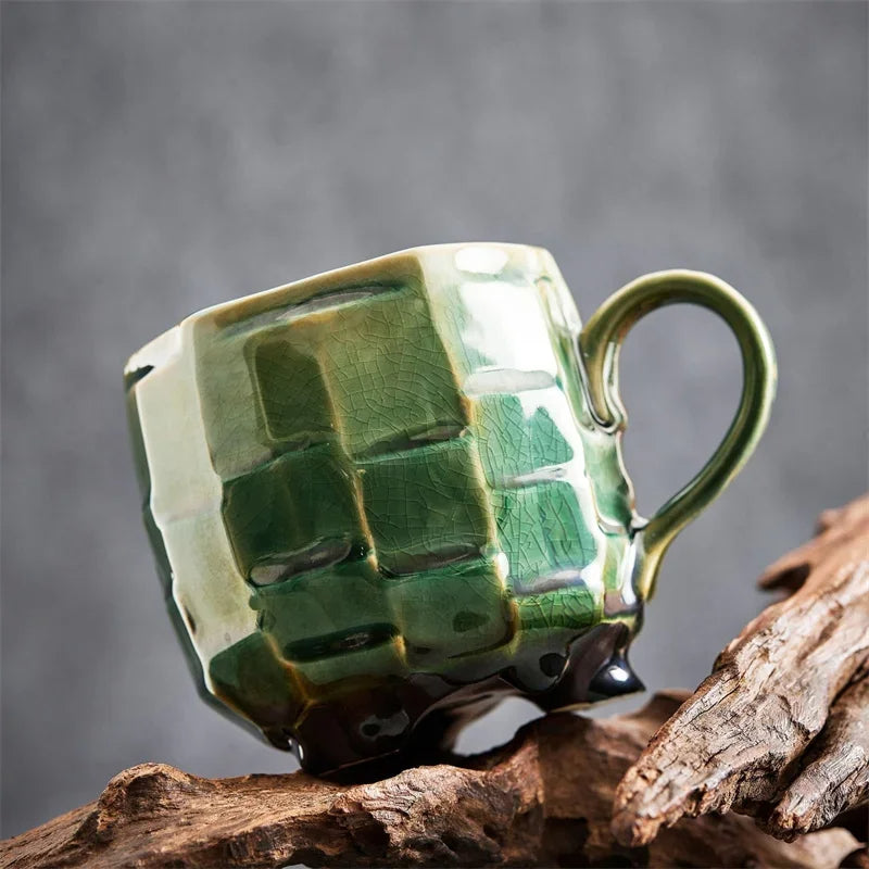 Vintage Keramik Latte Becher – 420 ml Retro Kaffeetasse
