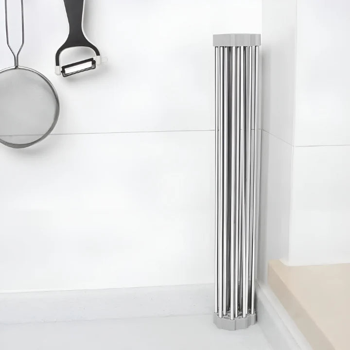 Roll-Up Geschirr Abtropfgitter – Rostfreier Stahl, platzsparend, multifunktional, für Küchenspülen