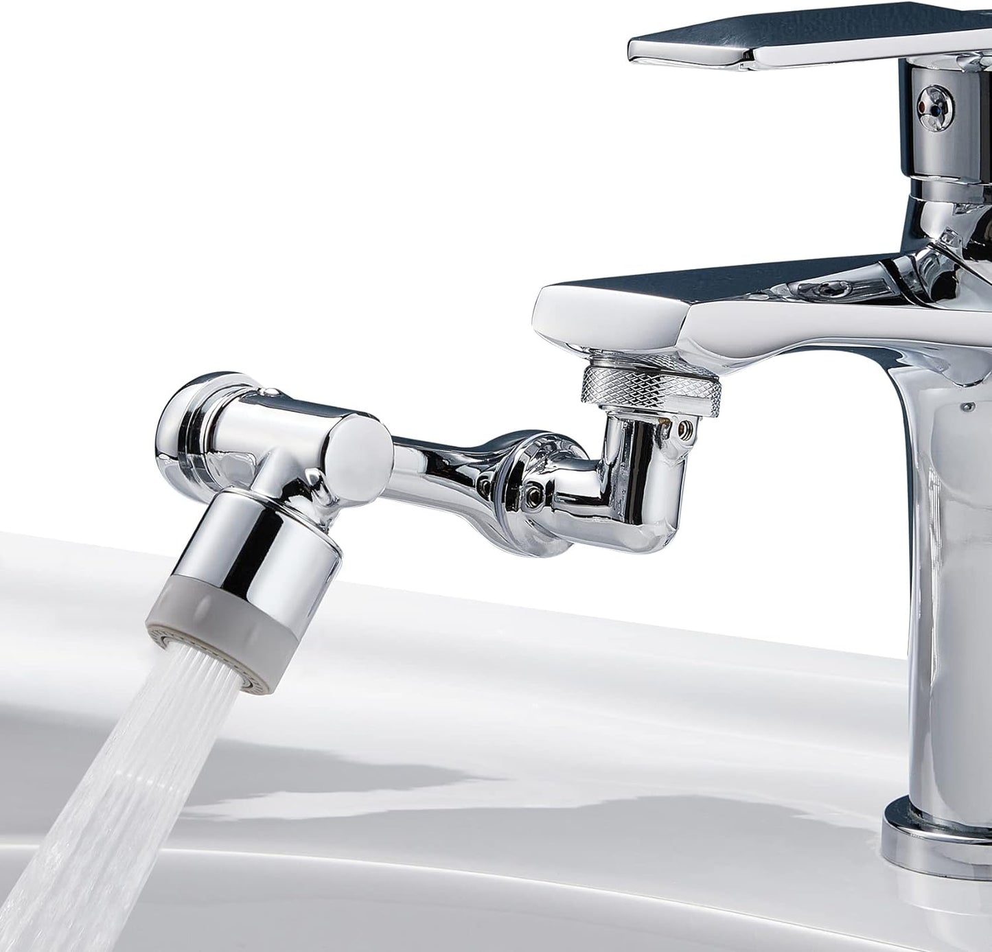 Universal Wasserhahn Verlängerung 1080° Drehbar, Flexibler Armaturenkopf mit Zwei Wassermodi, Einfach zu Installieren
