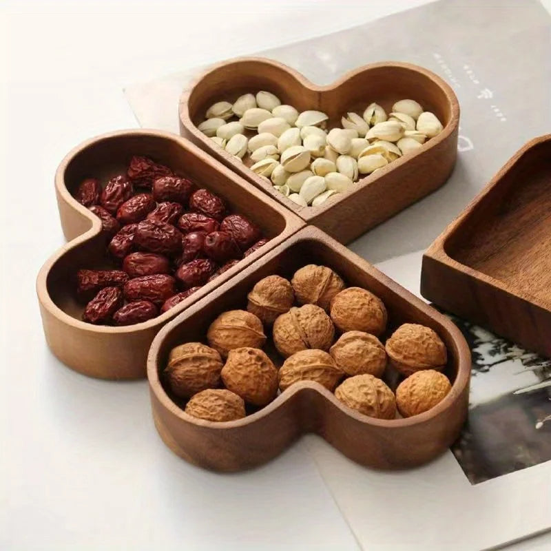1 Stuk Herzförmiger Holzteller für Desserts, Sushi und Snacks – 17 cm