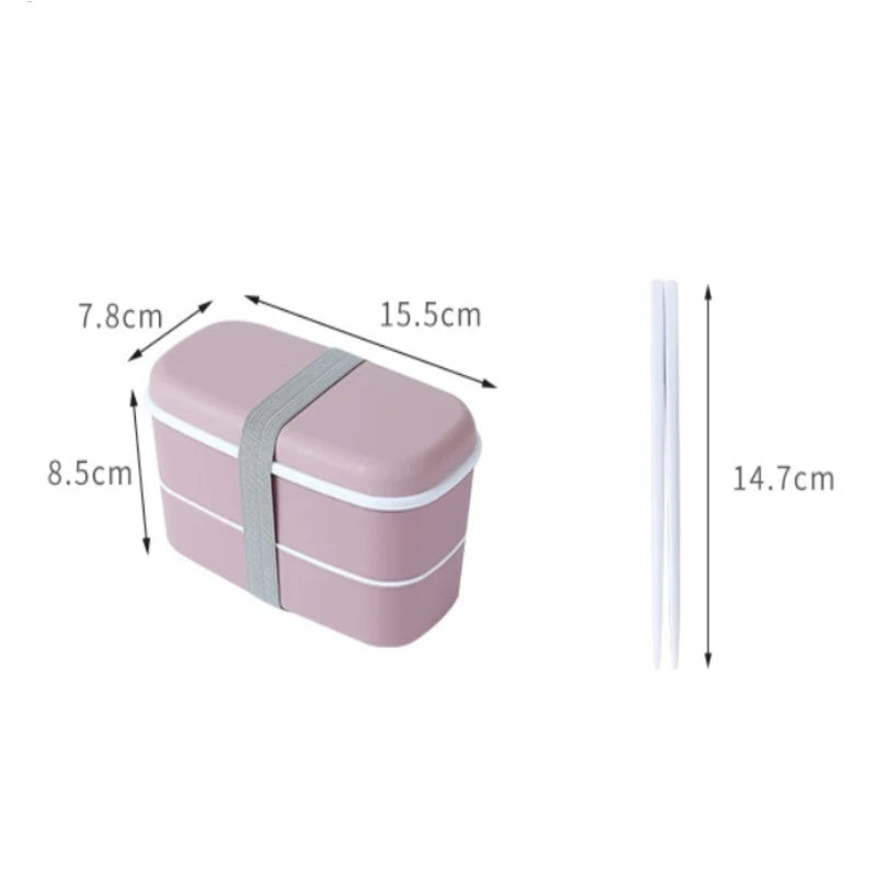 Doppellagige Bento Lunchbox – Auslaufsicher & Mikrowellengeeignet – Mit Essstäbchen – Tragbare Lebensmittelaufbewahrung
