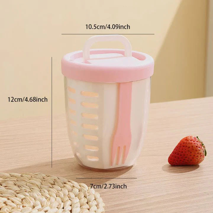 Fruchtbecher mit Sieb & Gabel – 500 ml – Auslaufsicher & Spülmaschinenfest