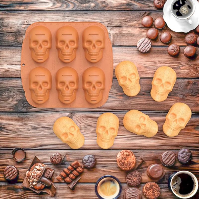 3D Totenkopf Kuchenform Silikon – Halloween Backform für gruselige Leckereien