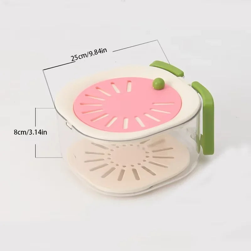 Abtropfsieb für Obst und Gemüse – 2-in-1 Siebkorb mit klappbarem Griff, staubdicht, 15 x 8,5 cm