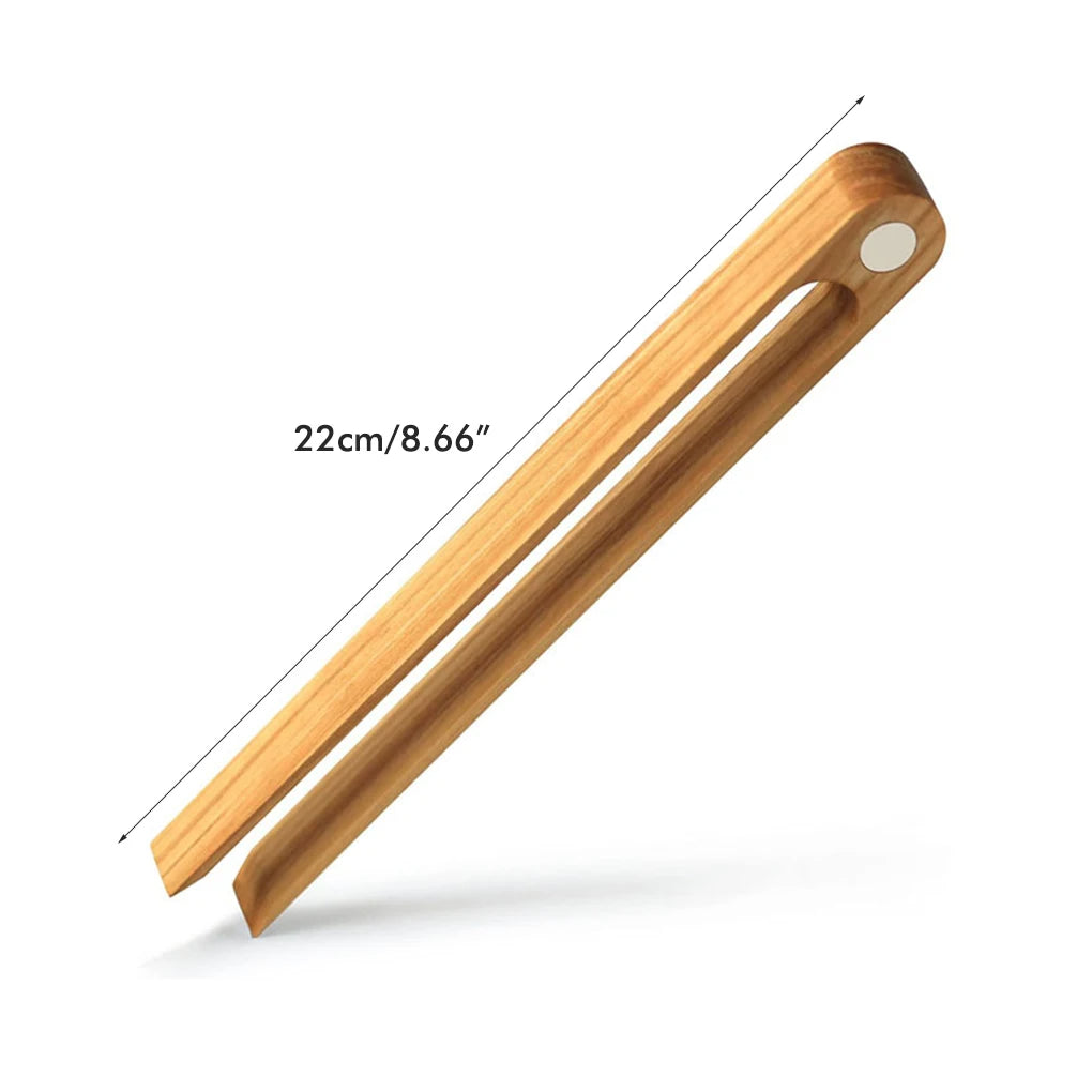 Bambus Toasterzange 2er Set – Magnetisch, Runde Spitze, 22 cm,, Wiederverwendbar Hitzebeständig