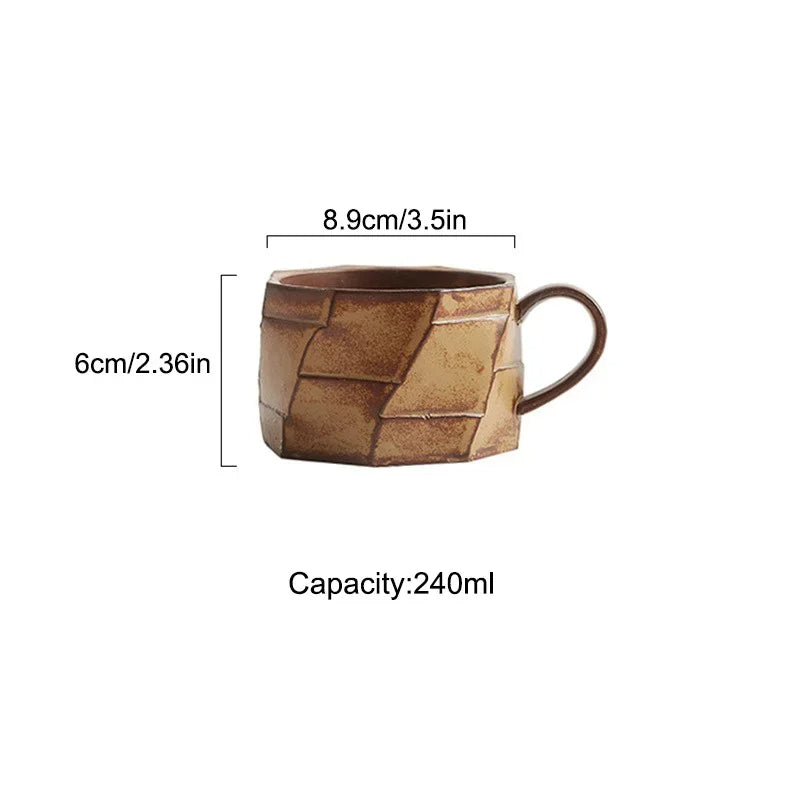Set aus 2 Vintage Kaffeetassen – 240 ml – Handgefertigte Keramik – Japanischer Stil