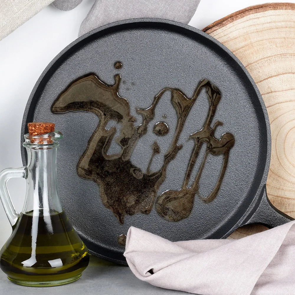 Gusseiserne Pfanne 26 cm – Induktion & Ofen geeignet, Perfekt für Pfannkuchen & Pizza