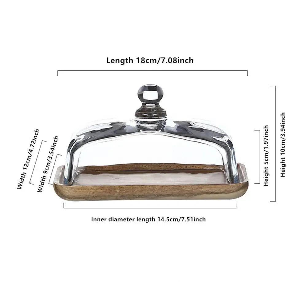 Bambus Cakeplate mit Transparentem Glasdeckel – Hochzeit Dessert Display Rack – Akazienholz oder Bambus