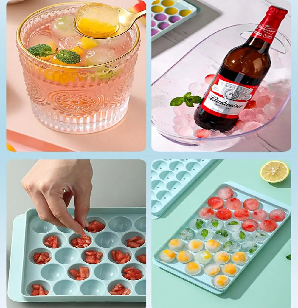 Mini-Eiswürfelform 2er-Set – Mit Deckel – Runde Eiswürfel für Cocktails, Whisky & mehr