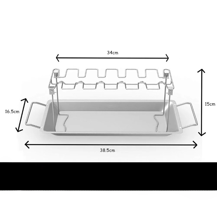 BBQ Hähnchenschenkel- & Flügelhalter – Edelstahl – Inkl. Grillthermometer