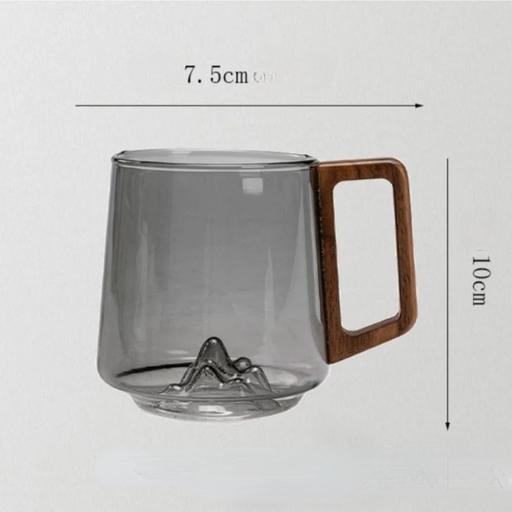 2er-Set Glas Trinkbecher – 450 ml – Holzgriff – Für Milch, Tee & Saft