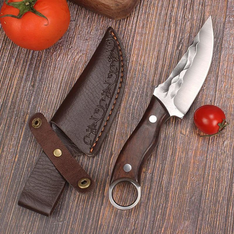 Handgefertigtes Gesmeed Roestvrij Staal Kochmesser, Profi Küchenmesser, Fleischhacken & Ausbeinen Messer, Robustes Holzgriff