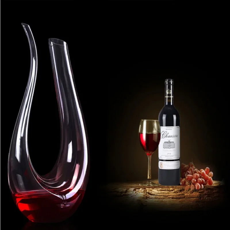 Handgefertigte Kristallglas Karaffe 1500 ml – U-Form Weindekanter für Rotwein, Whisky & Brandy