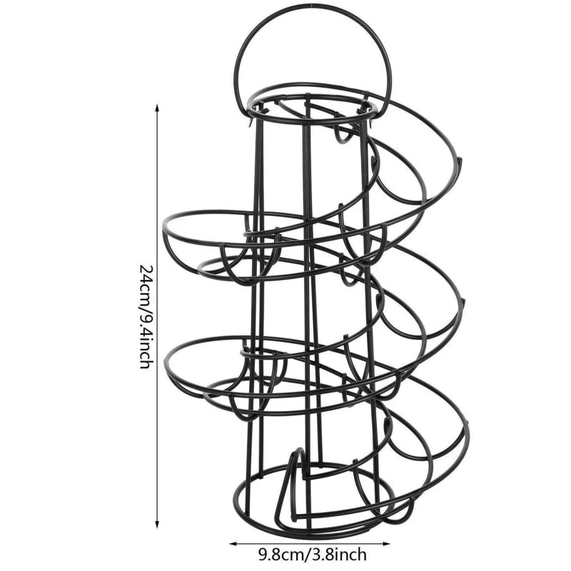 Eierregal Spiraalaufbewahrung für 24 Eier, Edelstahl, Platzsparend und Modernes Design