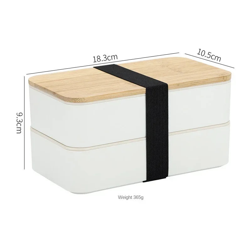 Doppellagige Bento Box 1200ml – Mikrowellengeeignete Lunchbox mit Besteck, Minimalistisches Design