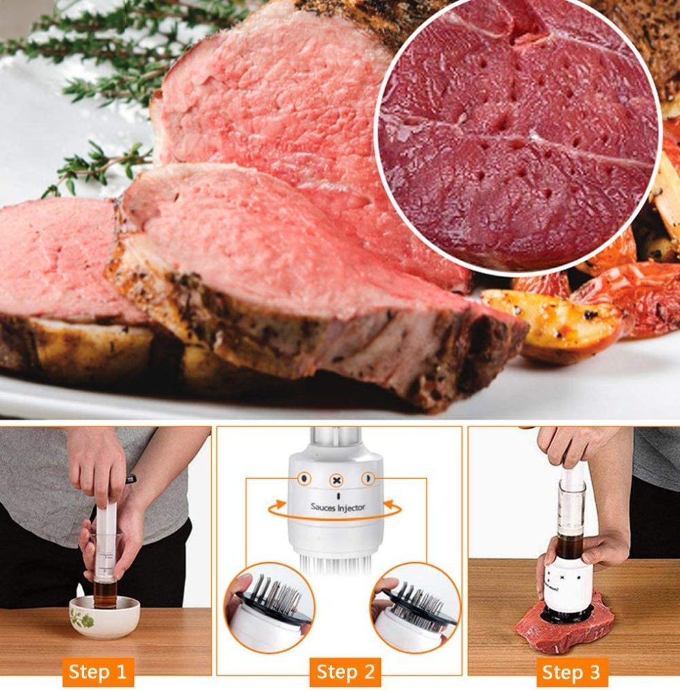 Fleischmarinade-Injektor aus Edelstahl, 50-90ml Kapazität, Perfekte Würzung für Fleisch