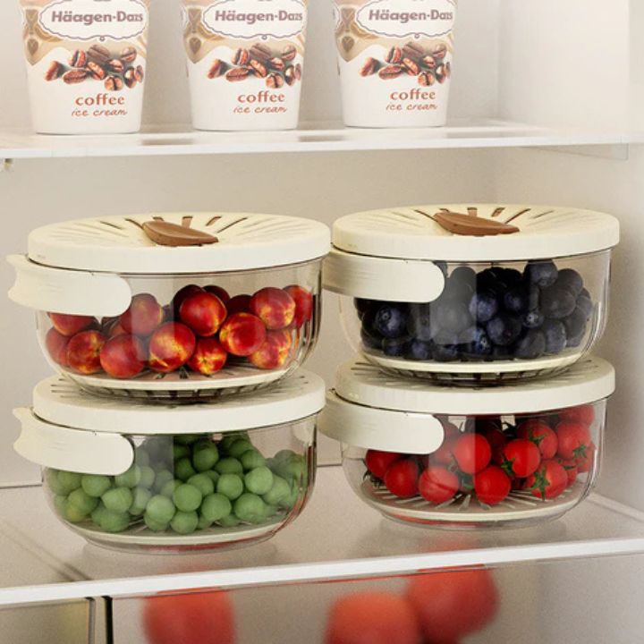2-in-1 Abtropf- und Aufbewahrungskorb für Obst und Gemüse, Platzsparend