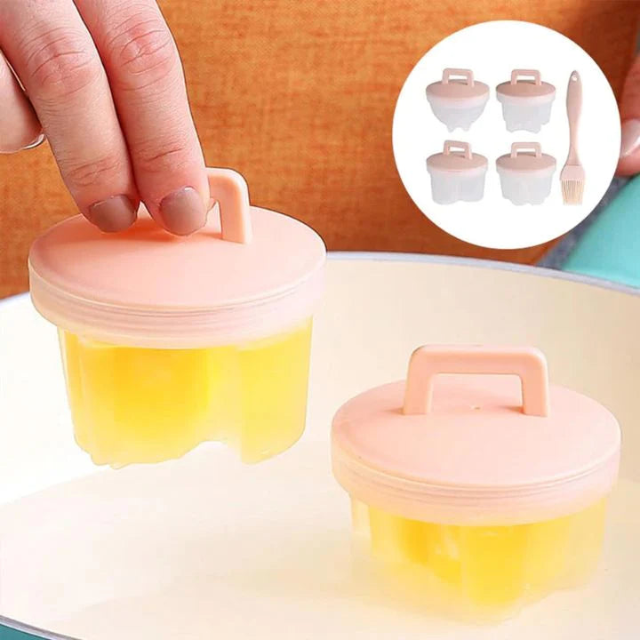 Eierform Set für gekochte Eier – 4-teilig mit Bürste, lustige Frühstücksformen