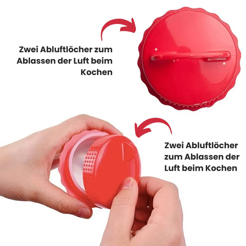 Effizienter 6-teiliger Eierkocher & Dampfgarer mit Schneidemaschine - Für Perfekt Gekochte Eier, Kompakt und Praktisch