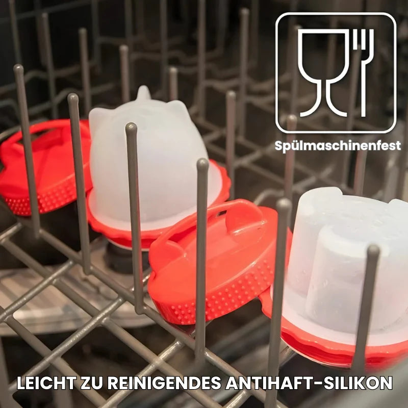 Effizienter 6-teiliger Eierkocher & Dampfgarer mit Schneidemaschine - Für Perfekt Gekochte Eier, Kompakt und Praktisch