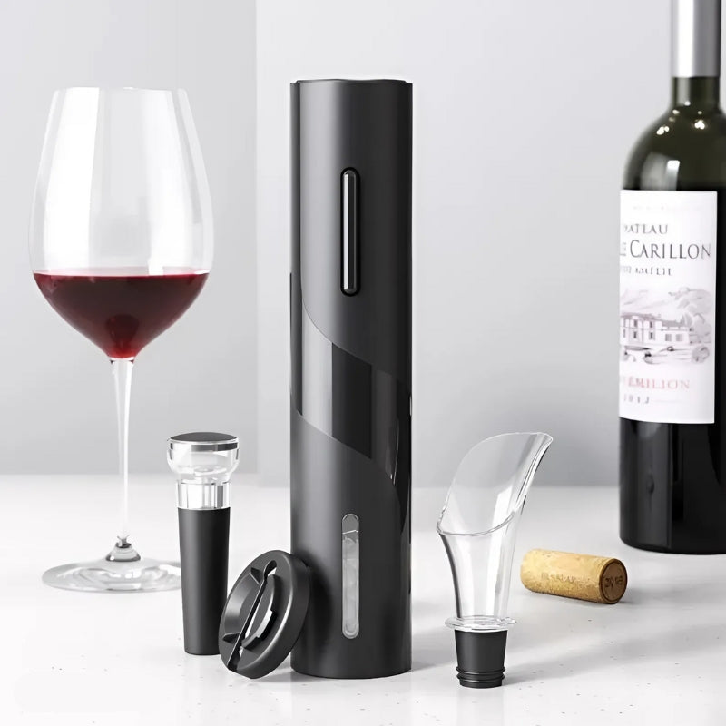 Elektrischer Weinöffner mit Folienschneider – Batteriebetriebener Korkenzieher, 6-8 Sekunden