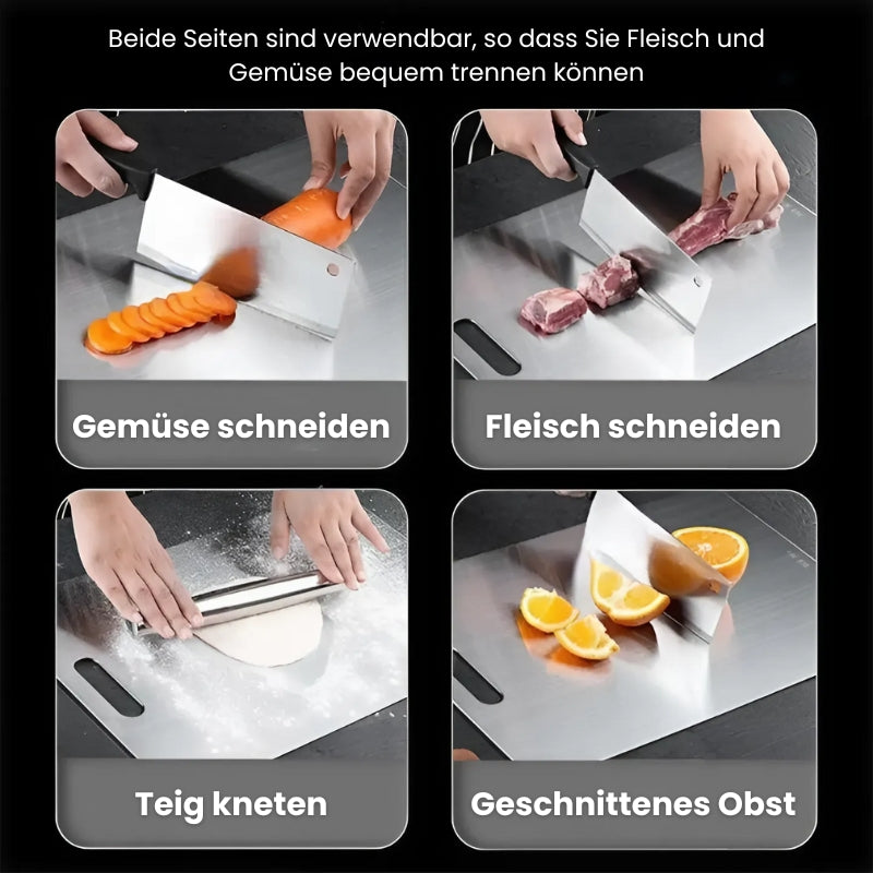 Antibakterielles Schneidebrett aus Edelstahl mit Griff, hygienisch und langlebig für die Küche