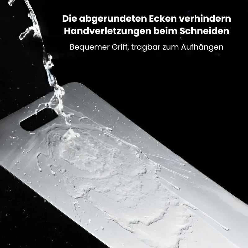 Antibakterielles Schneidebrett aus Edelstahl mit Griff, hygienisch und langlebig für die Küche