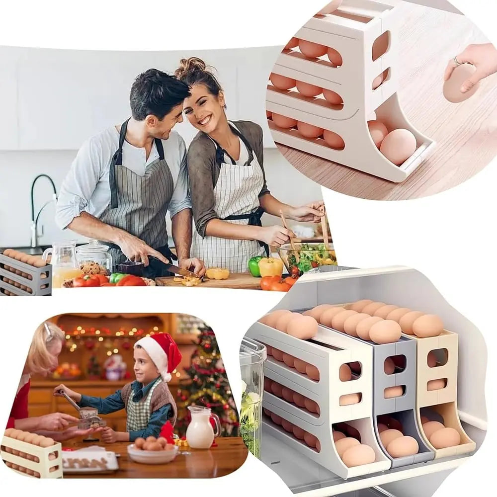Egg Holder for Fridge, Eggs Dispenser Auto Rolling Zorenza