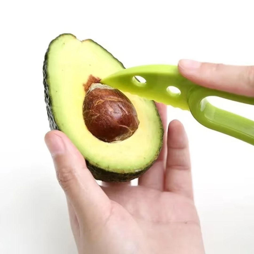 3-in-1 Avocadoschneider – Praktisches Küchenutensil für Schälen, Entkernen und Schneiden