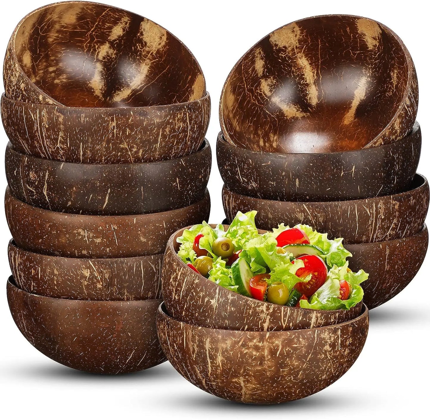 Handgefertigte Kokosnussschalen, Natürliche Schalen aus Kokosnuss, 400 ml, Lebensmittelecht, Unikat, Handgefertigte Küche Accessoires