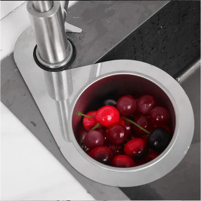 Edelstahl Abtropfkorb für die Spüle, kompakt, rostfrei, ideal für Obst, Gemüse und Küchenutensilien