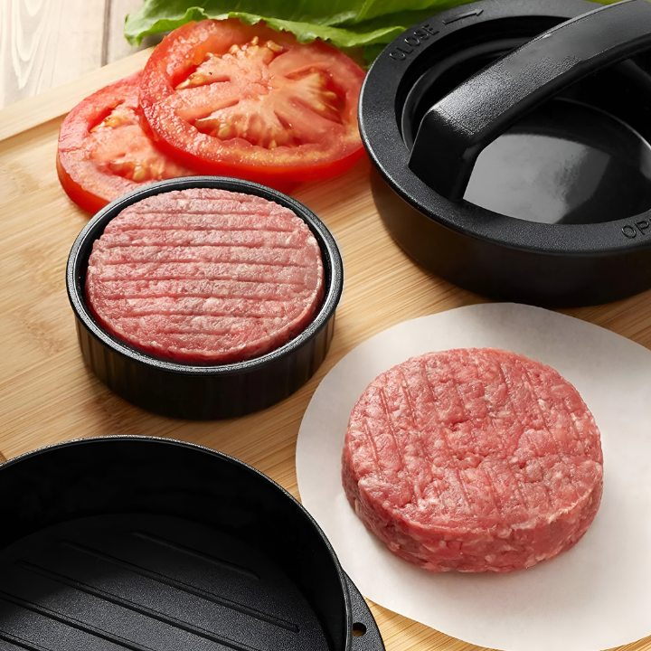 Fleischpresse für Burgerpatties – Perfekt Runde Patties in Sekunden, Ø 12,5 cm, Schwarz