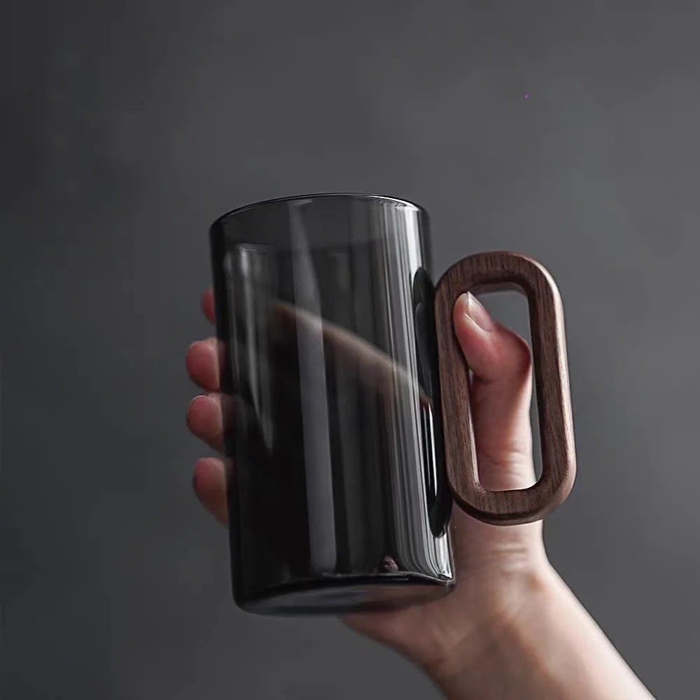 Borosilikatglas mit Holzgriff – 350ml Tasse für Heiß- & Kaltgetränke