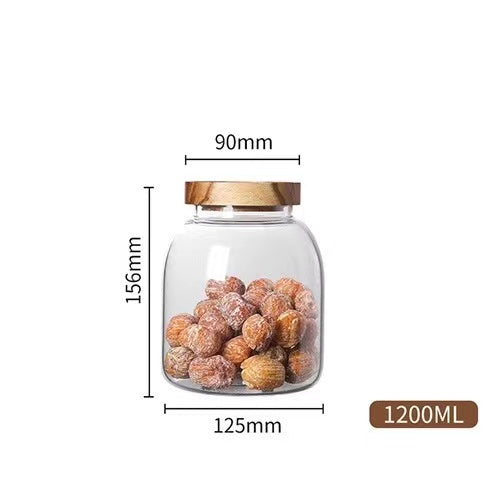 Große Kapazität Glas Aufbewahrungsbehälter mit Holzdeckel, 1200/2000/3000 ml, luftdicht, ideal für Kaffee, Tee und Vorräte