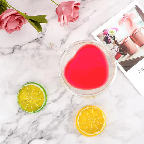 Klassisches Teeglas mit Herzform – Doppelt Verglast, Hitzebeständig, Ideal für Tee und Kaffee