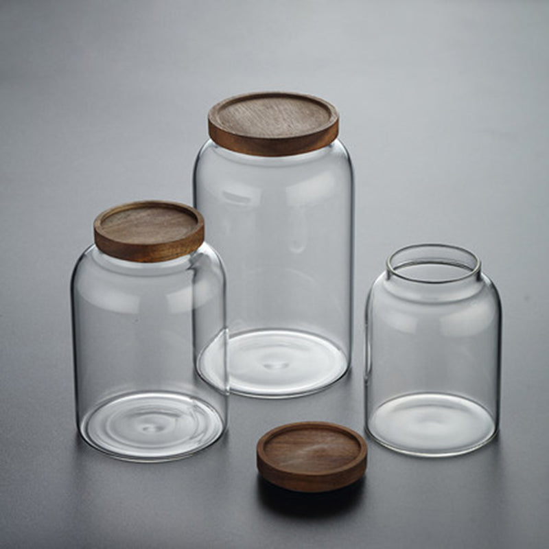 Große Kapazität Glas Aufbewahrungsbehälter mit Holzdeckel, 1200/2000/3000 ml, luftdicht, ideal für Kaffee, Tee und Vorräte