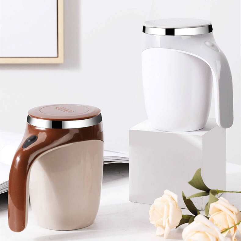 Automatischer Rührbecher – Selbstumrührender Edelstahl-Becher, 400 ml, Ideal für Kaffee und Proteinshakes