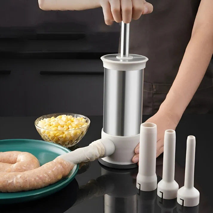 Wurstmaschine für Gourmet-Würstchen, Edelstahl, 9,5 x 25 cm, einfach zu bedienen